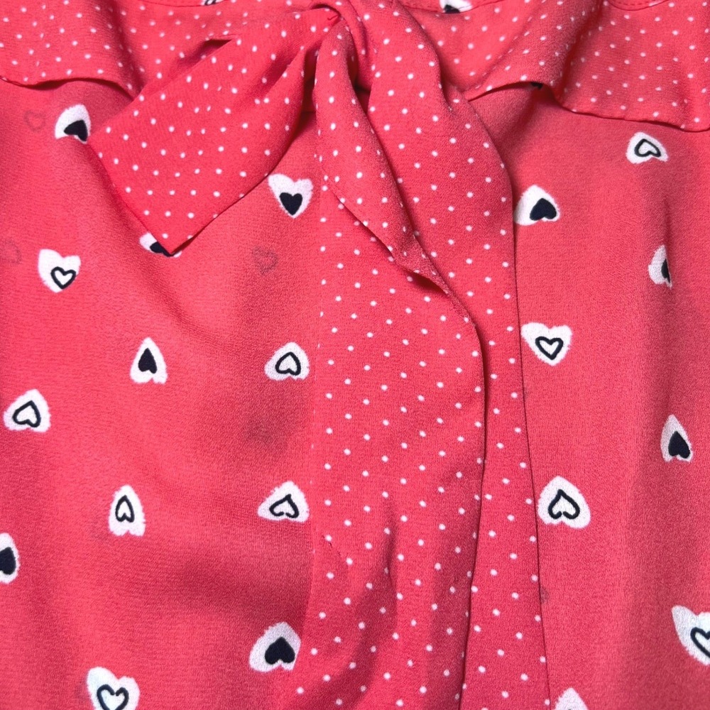 Disney Lauren Conrad Womens Size XXL Pink‎ Heart Print Sleeveless Blouse Ruffle - Picture 6 of 10